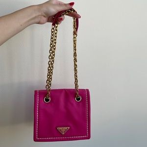 Authentic pink nylon Prada bag.